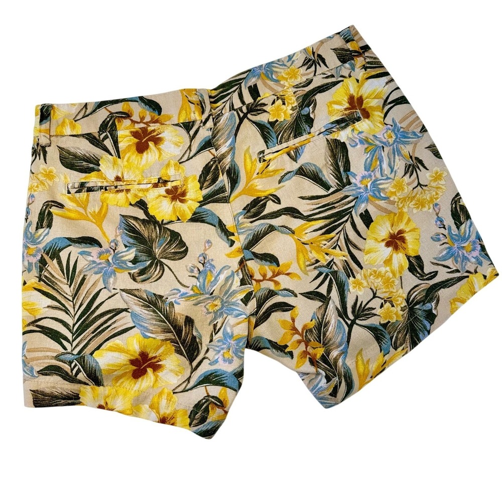 Old Navy Everyday Shorts Tropical Floral Print‎ Mid Rise Linen Blend Women 10 - Picture 5 of 8